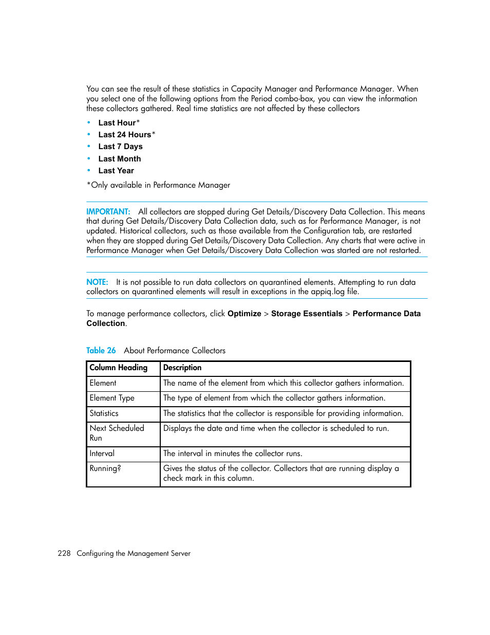 26 about performance collectors | HP Storage Essentials NAS Manager Software User Manual | Page 260 / 770