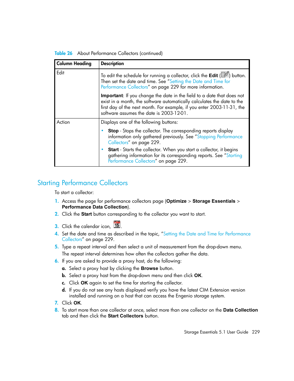 Starting performance collectors | HP Storage Essentials NAS Manager Software User Manual | Page 261 / 770