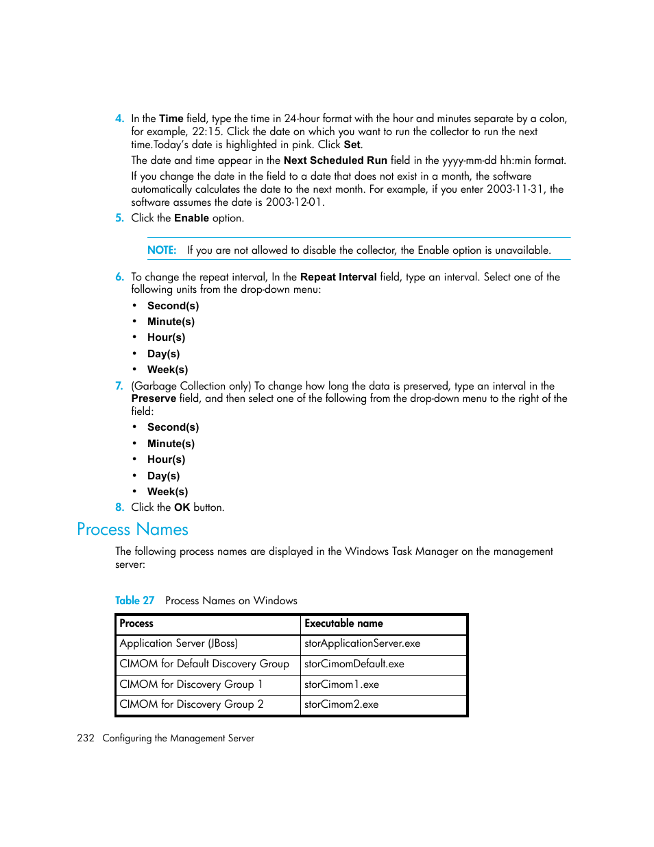 Process names, 27 process names on windows | HP Storage Essentials NAS Manager Software User Manual | Page 264 / 770