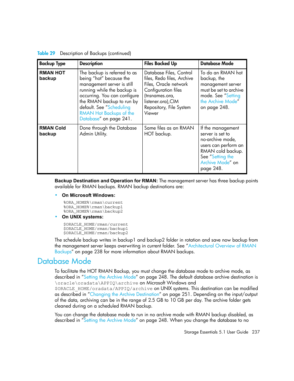 Database mode | HP Storage Essentials NAS Manager Software User Manual | Page 269 / 770