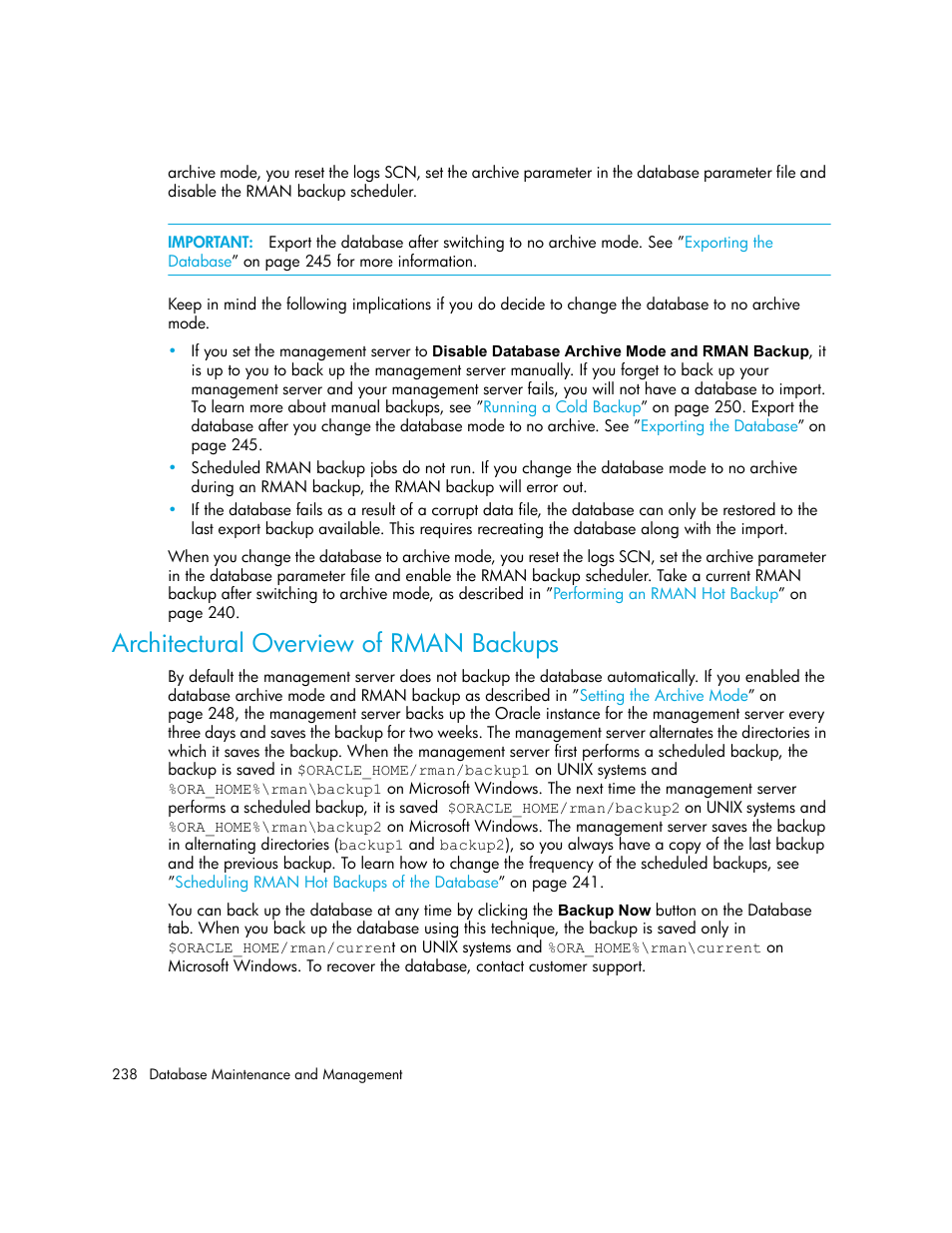 Architectural overview of rman backups, Architectural overview of rman, Backups | HP Storage Essentials NAS Manager Software User Manual | Page 270 / 770