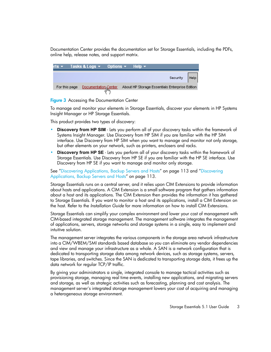 3 accessing the documentation center | HP Storage Essentials NAS Manager Software User Manual | Page 35 / 770