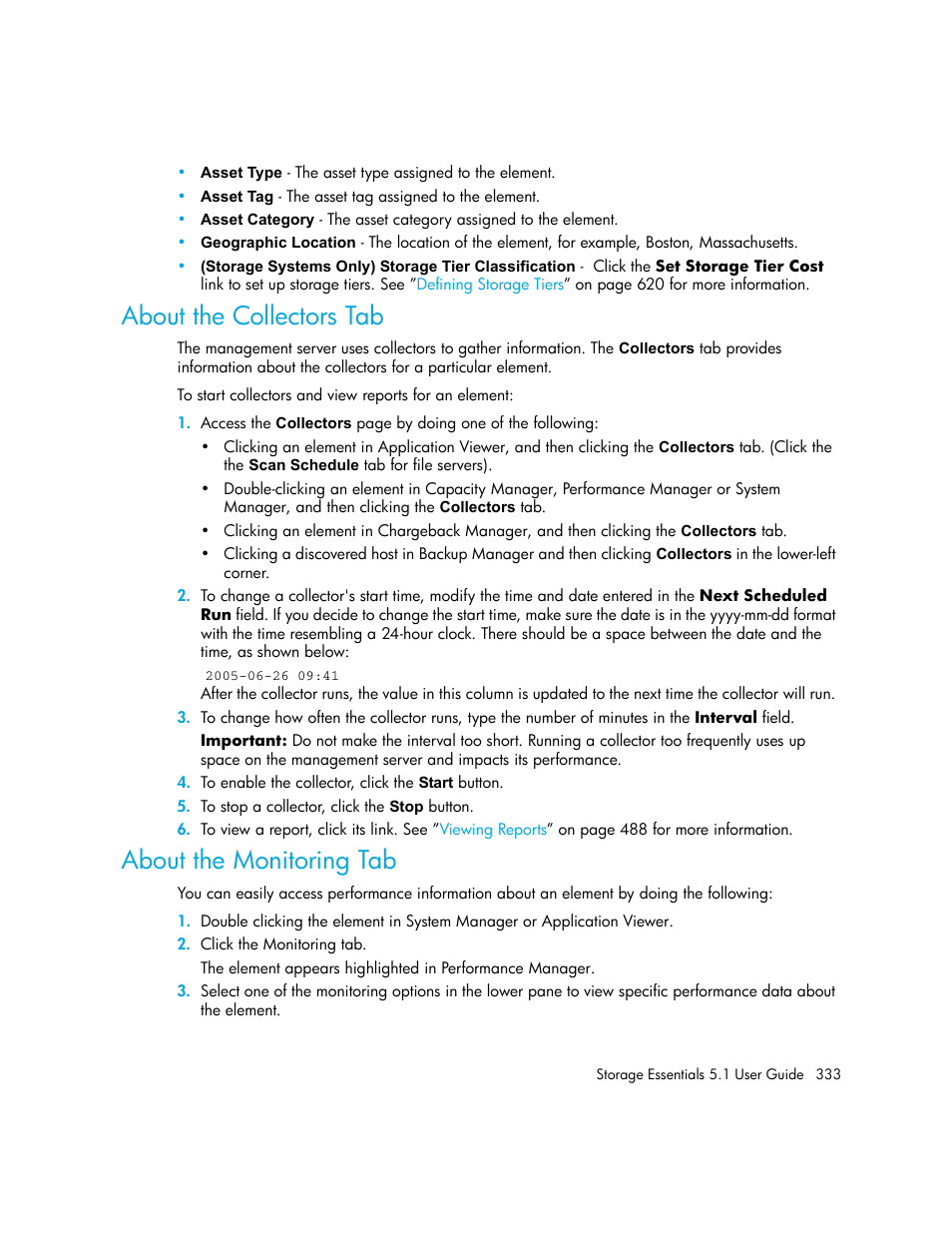 About the collectors tab, About the monitoring tab | HP Storage Essentials NAS Manager Software User Manual | Page 365 / 770