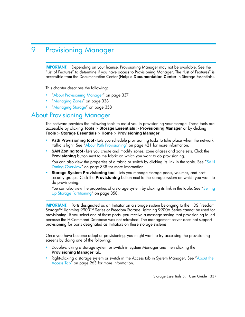 Provisioning manager, 9 provisioning manager, About provisioning manager | About, 9provisioning manager | HP Storage Essentials NAS Manager Software User Manual | Page 369 / 770