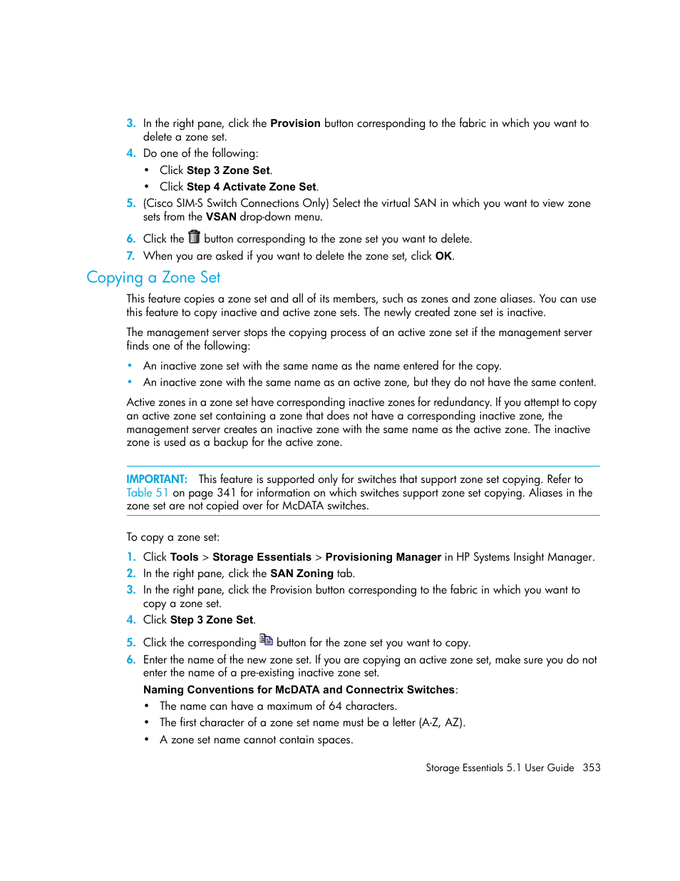 Copying a zone set | HP Storage Essentials NAS Manager Software User Manual | Page 385 / 770