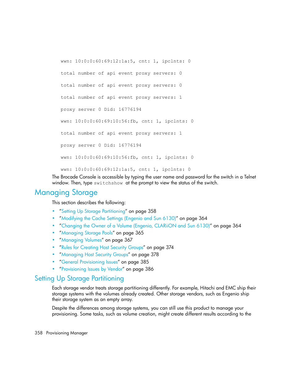 Managing storage, Setting up storage partitioning, Setting | Up storage partitioning | HP Storage Essentials NAS Manager Software User Manual | Page 390 / 770