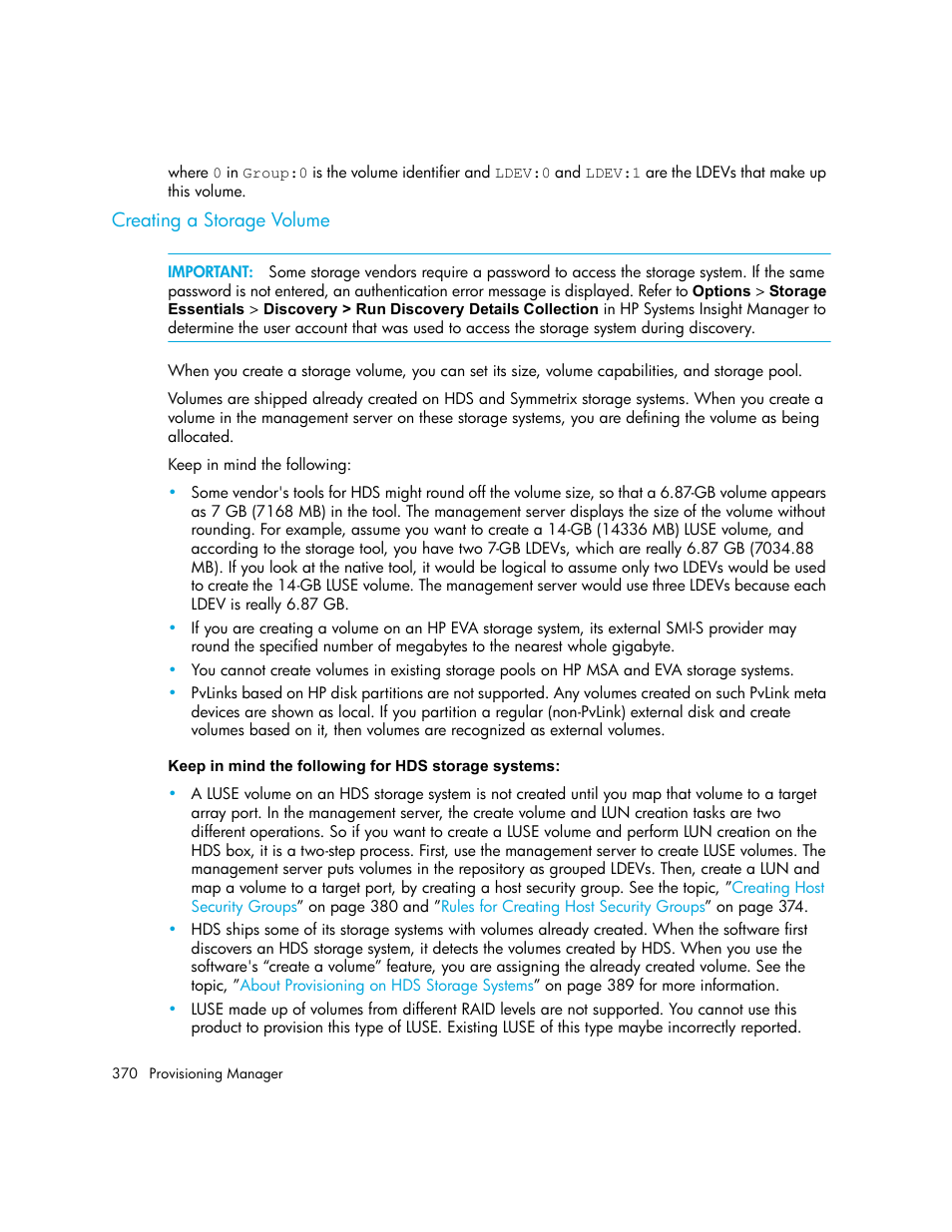 Creating a storage volume | HP Storage Essentials NAS Manager Software User Manual | Page 402 / 770