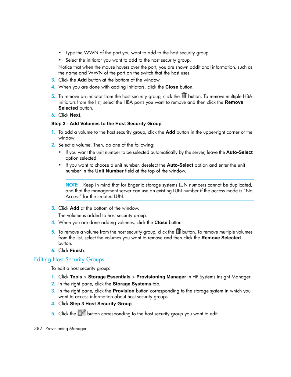 Editing host security groups | HP Storage Essentials NAS Manager Software User Manual | Page 414 / 770