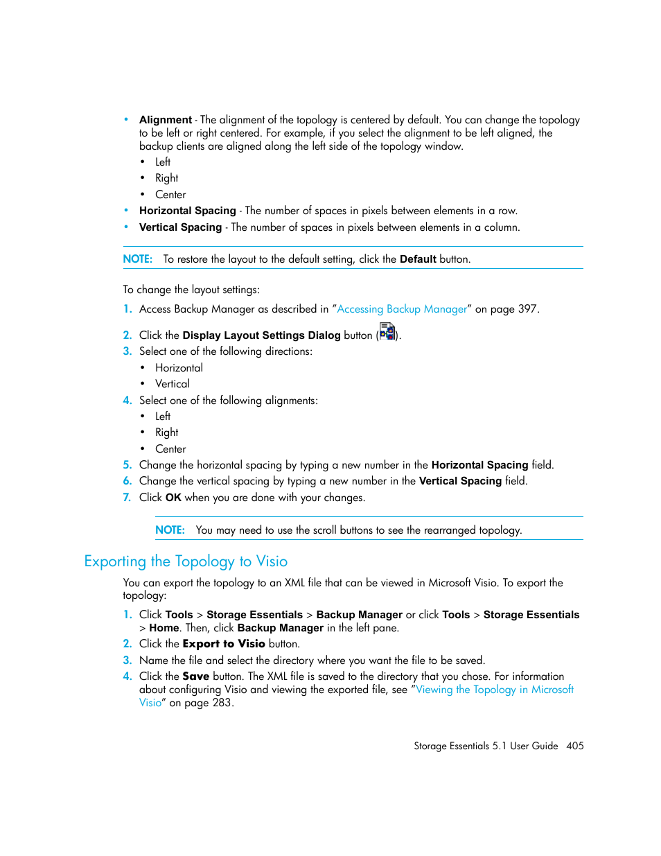 Exporting the topology to visio | HP Storage Essentials NAS Manager Software User Manual | Page 437 / 770