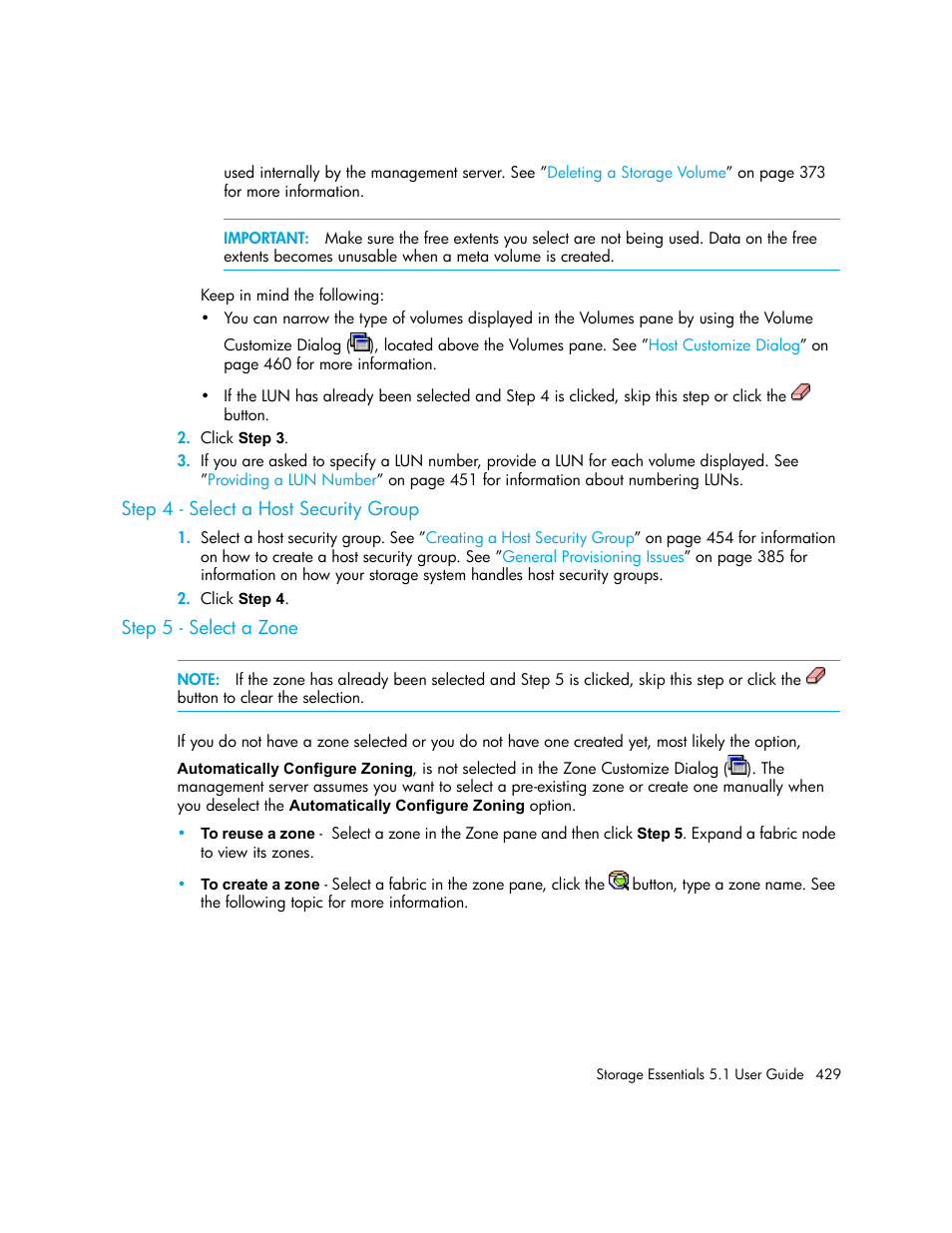 Step 4 - select a host security group, Step 5 - select a zone | HP Storage Essentials NAS Manager Software User Manual | Page 461 / 770