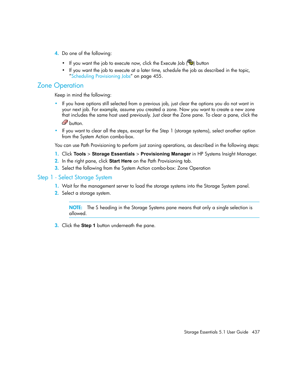 Zone operation, Step 1 - select storage system | HP Storage Essentials NAS Manager Software User Manual | Page 469 / 770