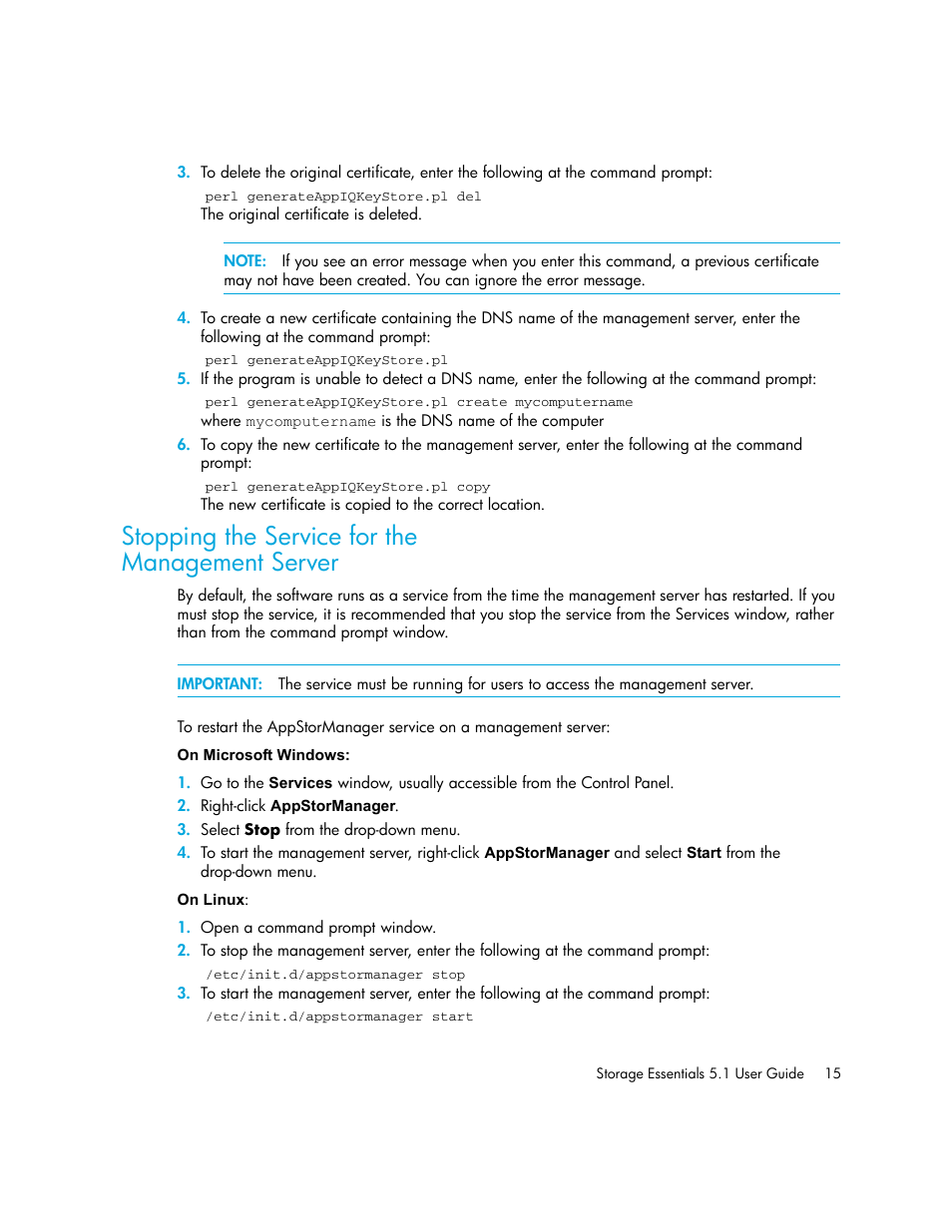 Stopping the service for the, Management server, Stopping the service for the management server | HP Storage Essentials NAS Manager Software User Manual | Page 47 / 770