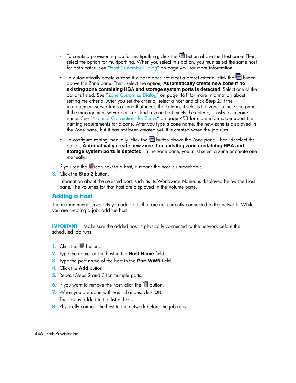 Adding a host | HP Storage Essentials NAS Manager Software User Manual | Page 478 / 770