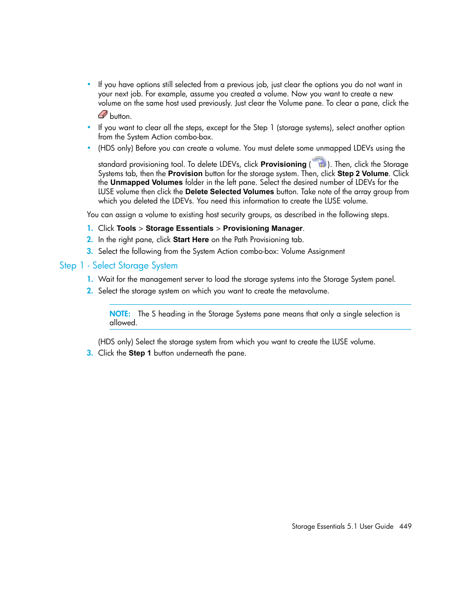 Step 1 - select storage system | HP Storage Essentials NAS Manager Software User Manual | Page 481 / 770