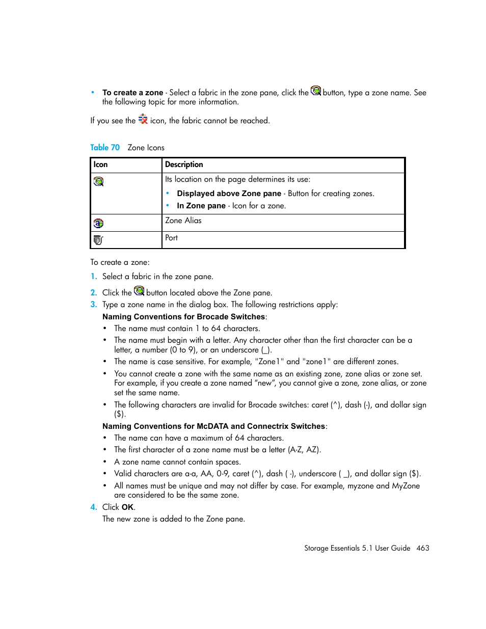 70 zone icons | HP Storage Essentials NAS Manager Software User Manual | Page 495 / 770