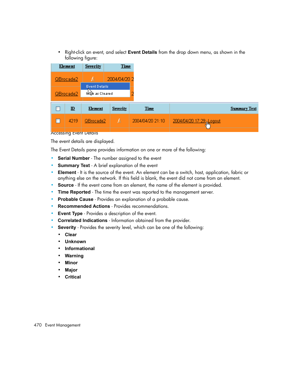 61 right-clicking event details, 62 accessing event details | HP Storage Essentials NAS Manager Software User Manual | Page 502 / 770