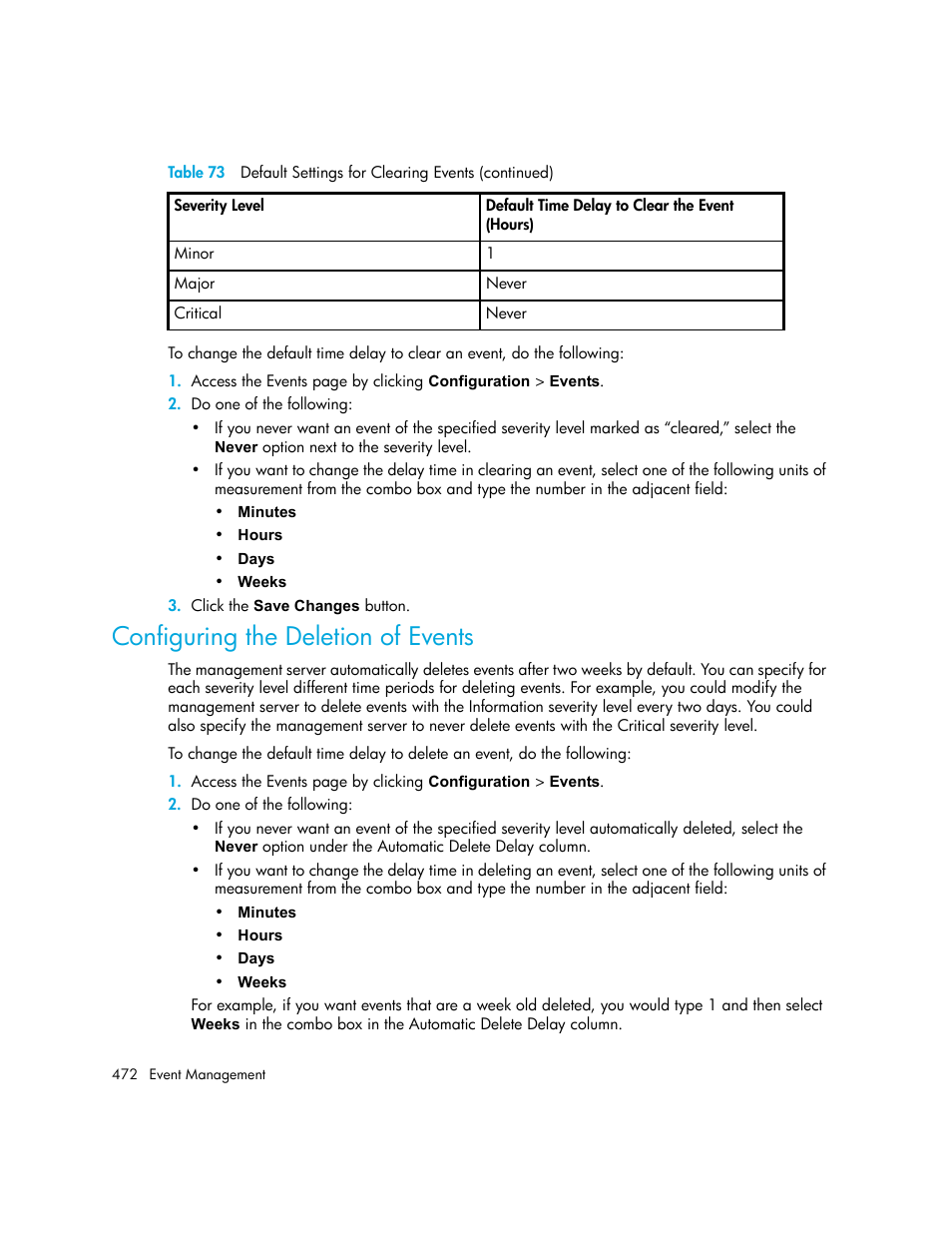 Configuring the deletion of events | HP Storage Essentials NAS Manager Software User Manual | Page 504 / 770