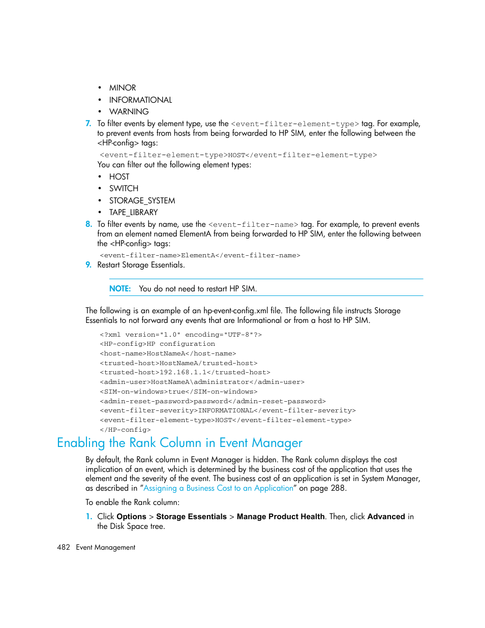 Enabling the rank column in event manager, Bed in, Enabling | The rank column in event manager | HP Storage Essentials NAS Manager Software User Manual | Page 514 / 770