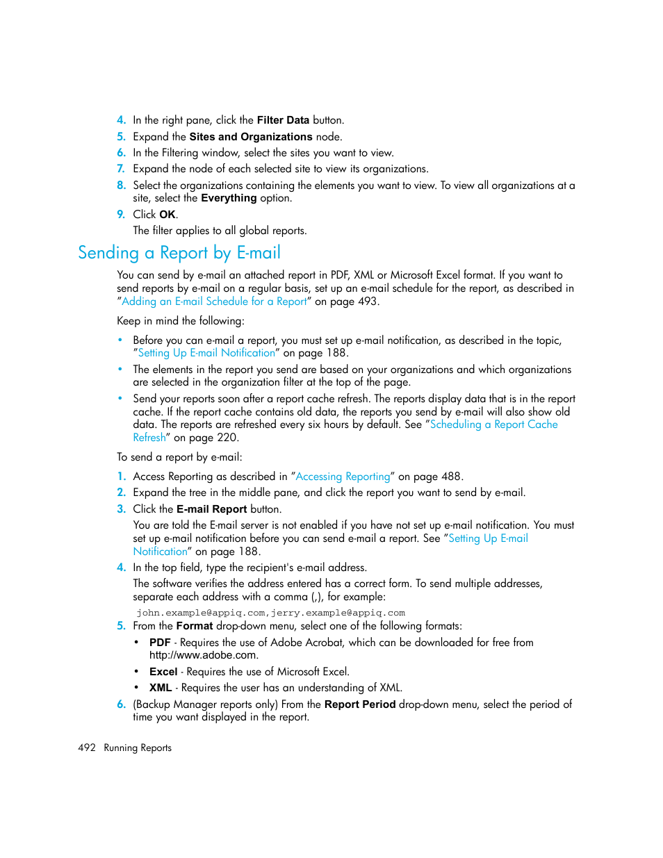 Sending a report by e-mail, Sending a report by, E-mail | HP Storage Essentials NAS Manager Software User Manual | Page 524 / 770