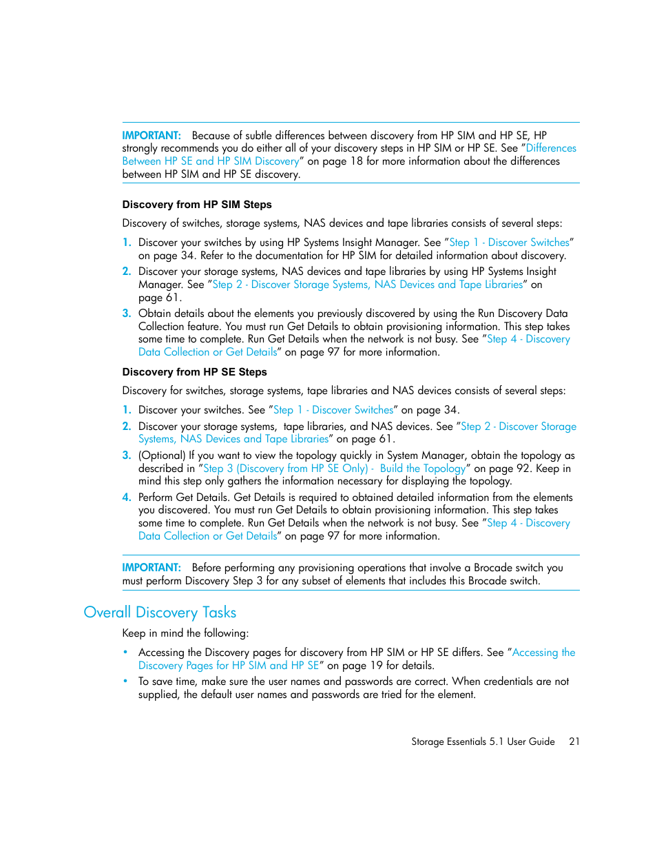 Overall discovery tasks | HP Storage Essentials NAS Manager Software User Manual | Page 53 / 770