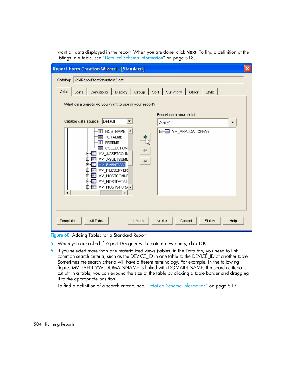 68 adding tables for a standard report | HP Storage Essentials NAS Manager Software User Manual | Page 536 / 770