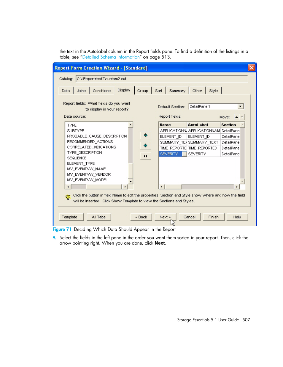 71 deciding which data should appear in the report | HP Storage Essentials NAS Manager Software User Manual | Page 539 / 770