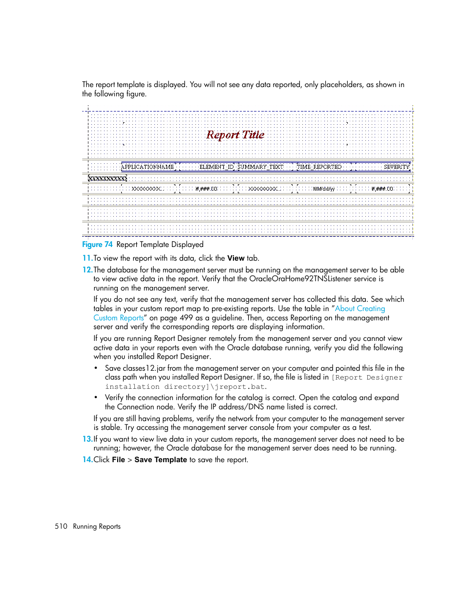 74 report template displayed | HP Storage Essentials NAS Manager Software User Manual | Page 542 / 770