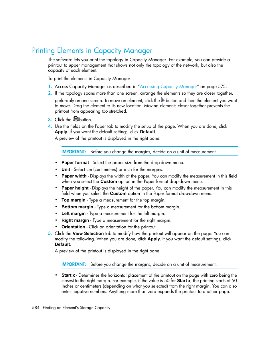 Printing elements in capacity manager | HP Storage Essentials NAS Manager Software User Manual | Page 616 / 770