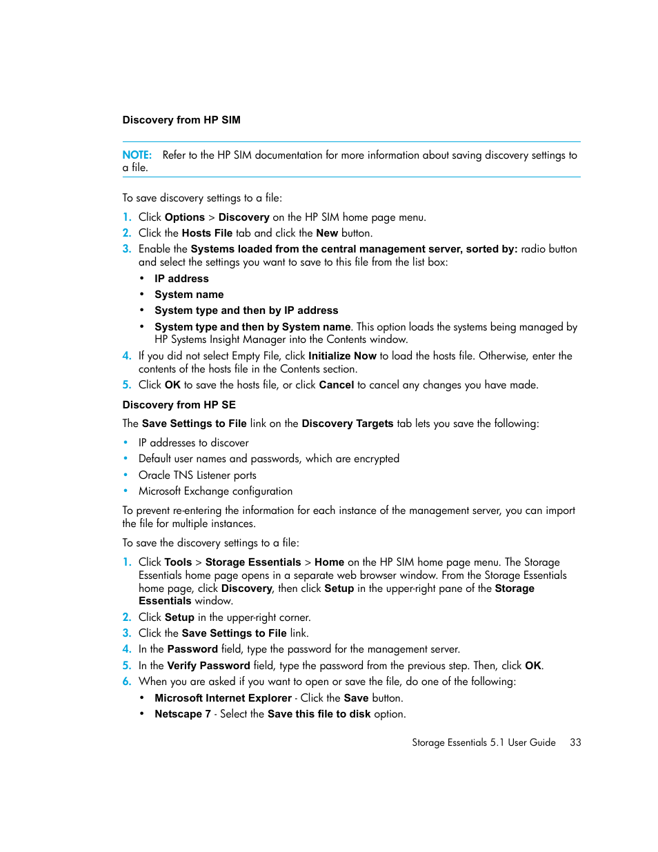 Discovery from hp sim discovery from hp se | HP Storage Essentials NAS Manager Software User Manual | Page 65 / 770