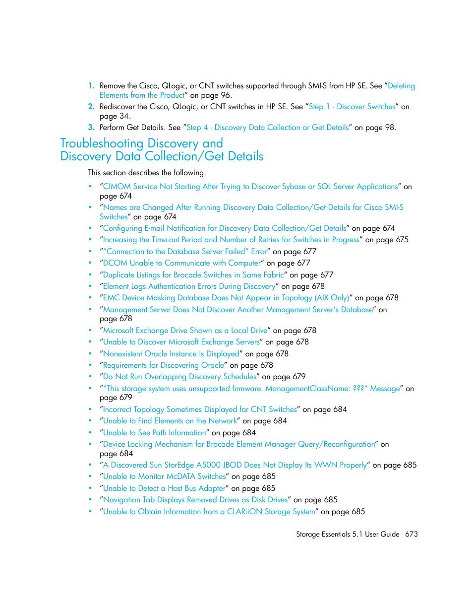 Troubleshooting discovery and, Discovery data collection/get details | HP Storage Essentials NAS Manager Software User Manual | Page 705 / 770
