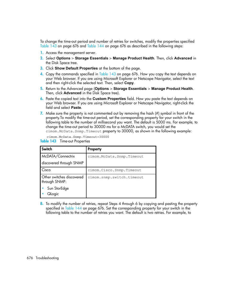 143 time-out properties | HP Storage Essentials NAS Manager Software User Manual | Page 708 / 770