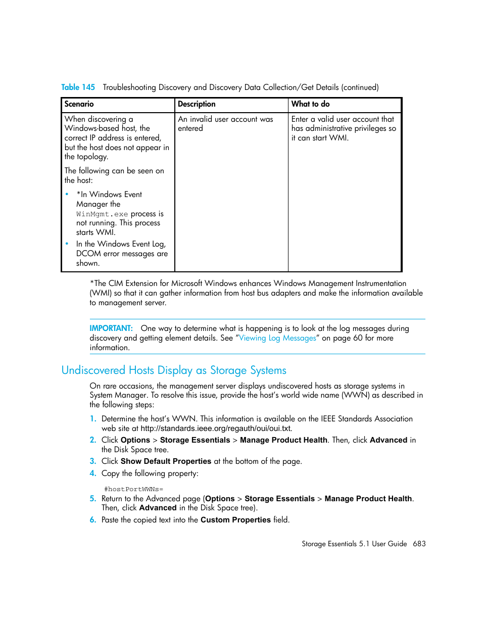 Undiscovered hosts display as storage systems | HP Storage Essentials NAS Manager Software User Manual | Page 715 / 770