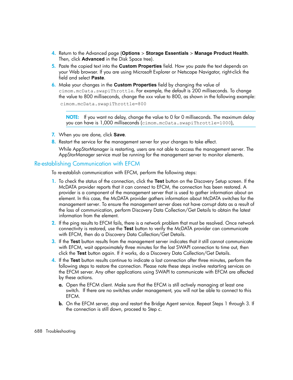 Re-establishing communication with efcm | HP Storage Essentials NAS Manager Software User Manual | Page 720 / 770