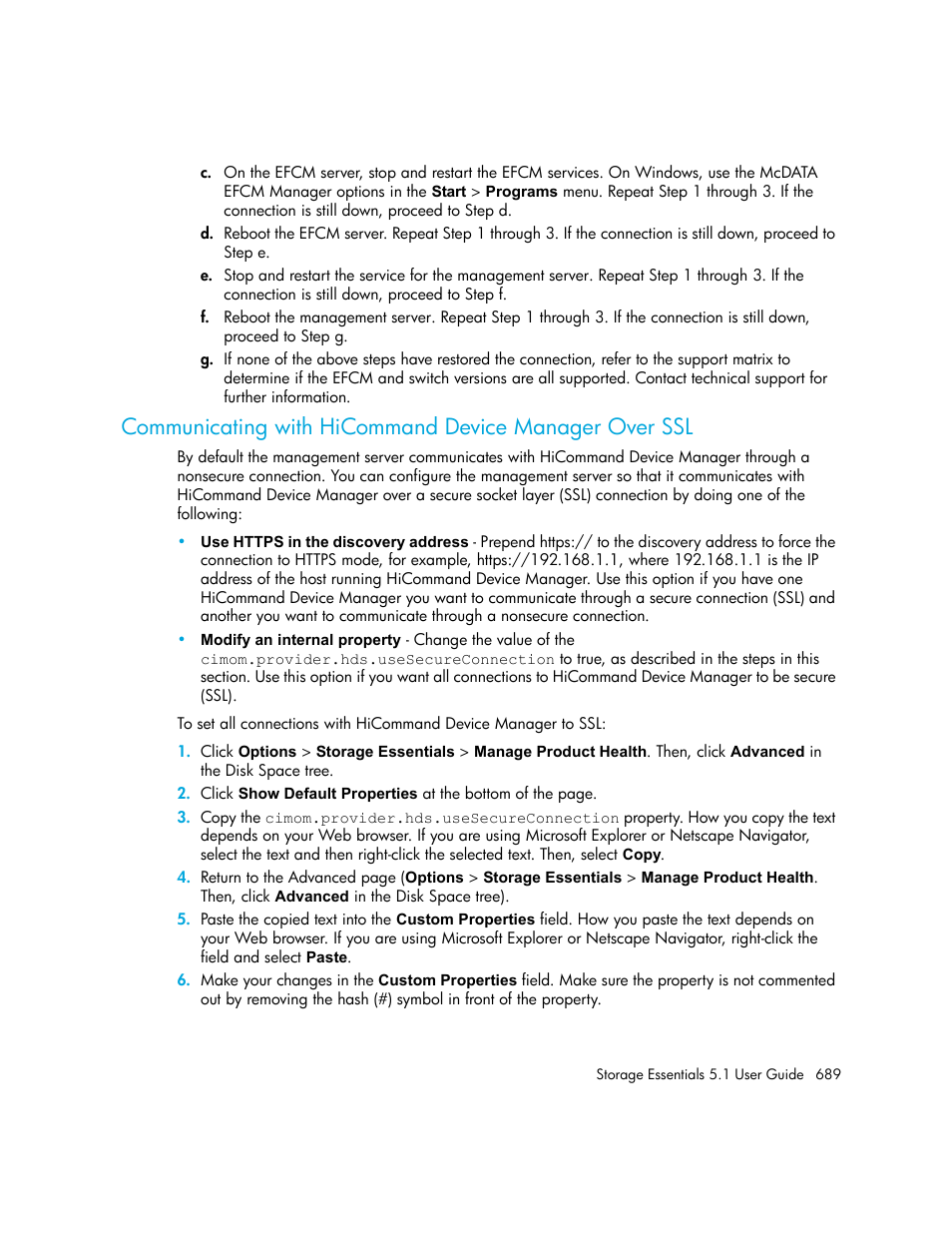 Communicating with, Hicommand device manager over ssl | HP Storage Essentials NAS Manager Software User Manual | Page 721 / 770