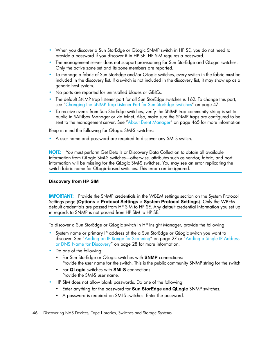 Discovery from hp sim | HP Storage Essentials NAS Manager Software User Manual | Page 78 / 770