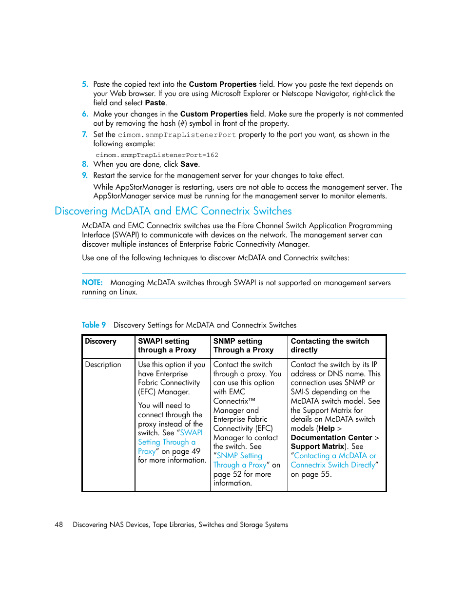 Discovering mcdata and emc connectrix switches, Discovering mcdata and, Emc connectrix switches | HP Storage Essentials NAS Manager Software User Manual | Page 80 / 770