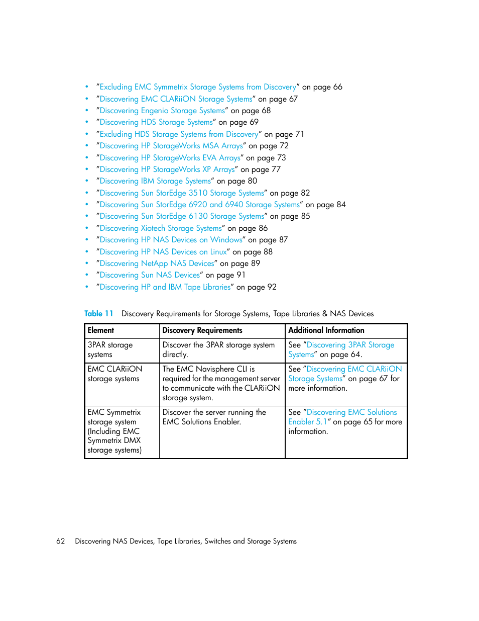 Table 11 | HP Storage Essentials NAS Manager Software User Manual | Page 94 / 770