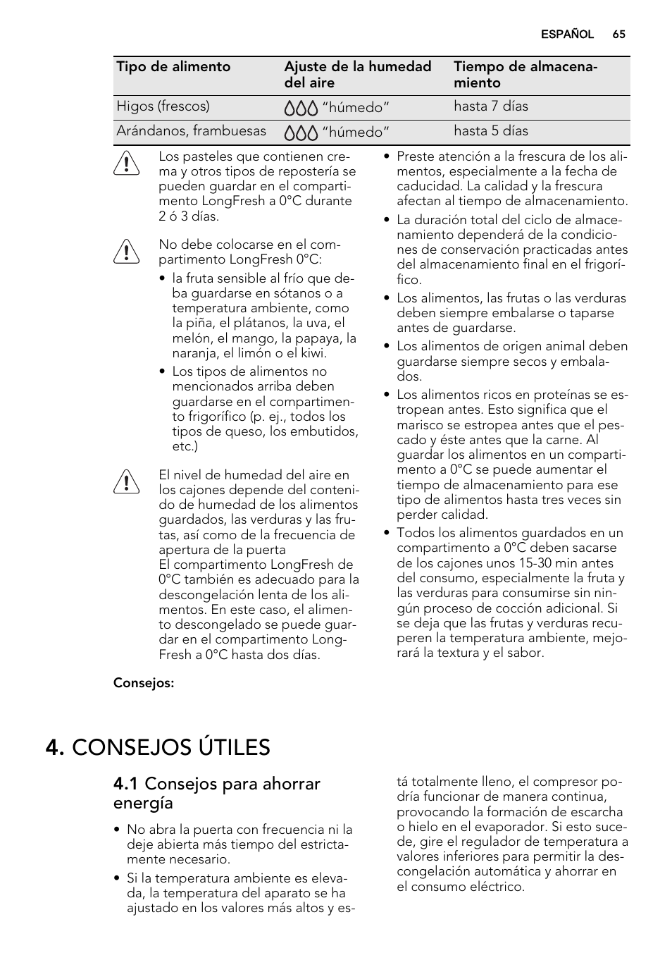 Consejos útiles, 1 consejos para ahorrar energía | AEG SKZ81200F0 User Manual | Page 65 / 76