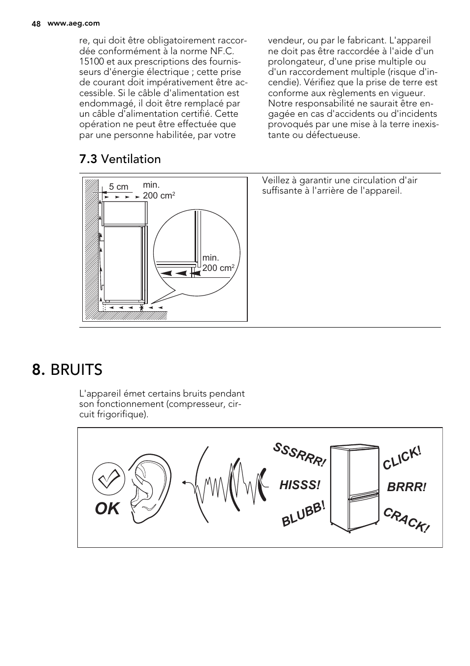 Bruits | AEG SKS91240F0 User Manual | Page 48 / 68