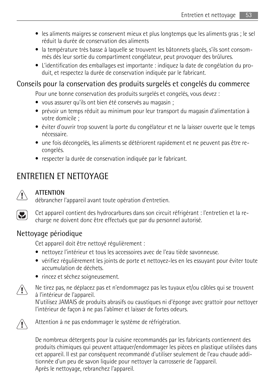 Entretien et nettoyage, Nettoyage périodique | AEG SKS88849F0 User Manual | Page 53 / 84