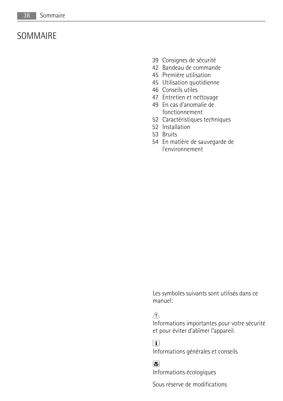 Sommaire | AEG SKS88809F0 User Manual | Page 38 / 76