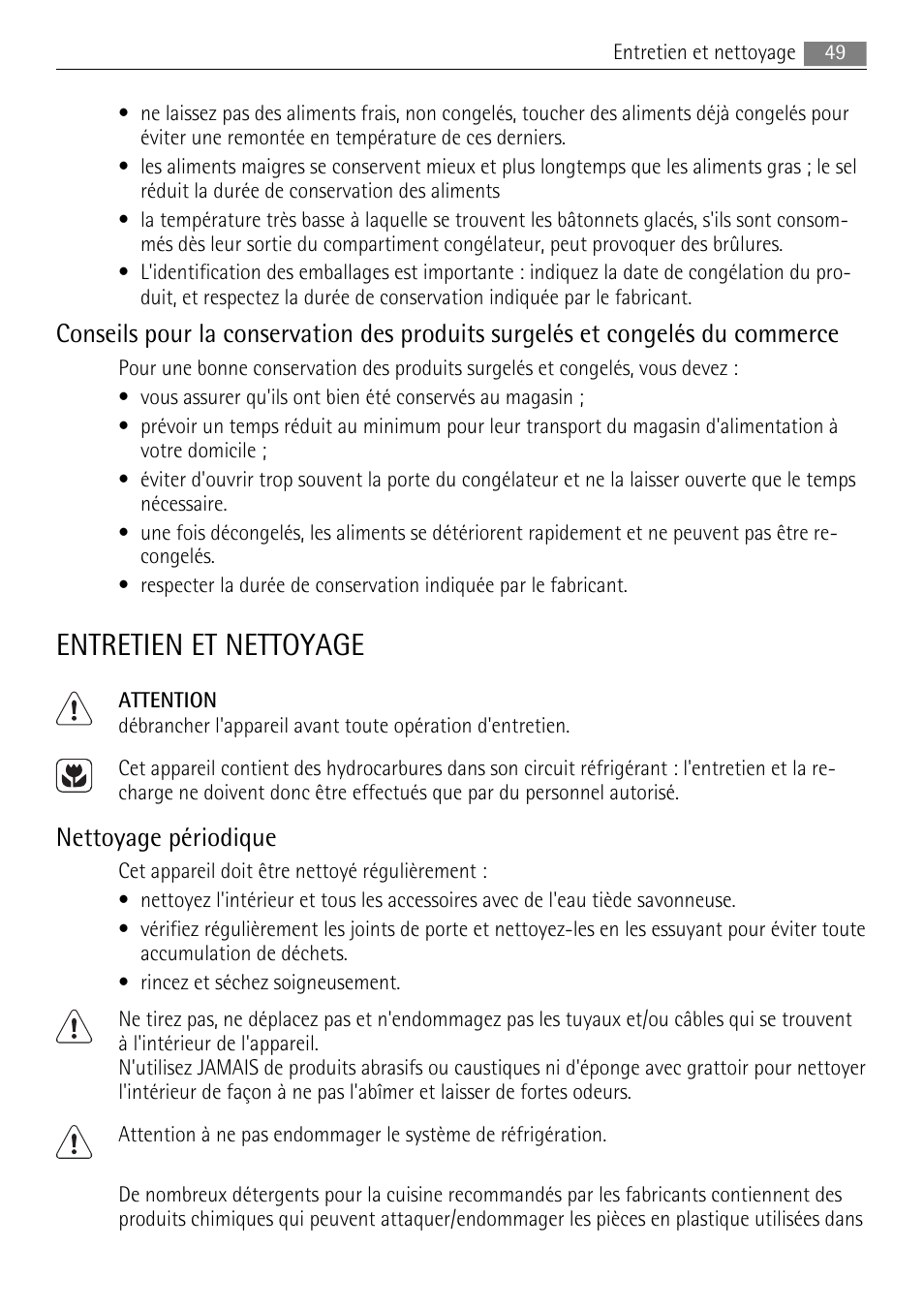 Entretien et nettoyage, Nettoyage périodique | AEG SKS88840F0 User Manual | Page 49 / 76