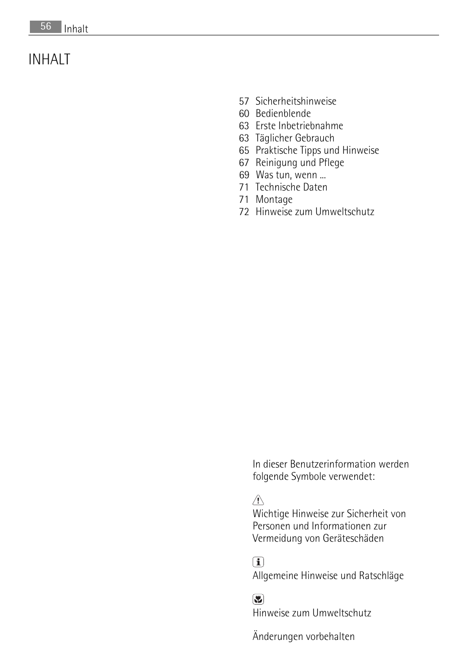 Inhalt | AEG SKS88840F0 User Manual | Page 56 / 76
