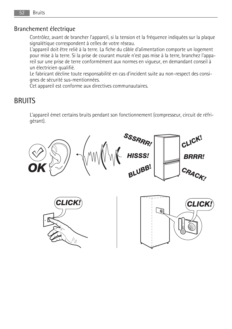 Bruits, Click | AEG SKS88800F0 User Manual | Page 52 / 76