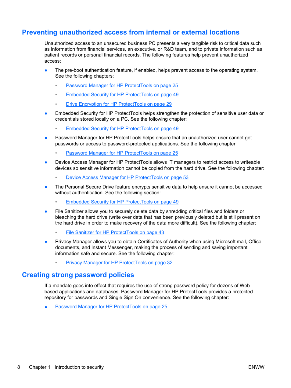 Creating strong password policies | HP HP ProtectTools Security Software, Version 6.0 (User Guide) User Manual | Page 18 / 74