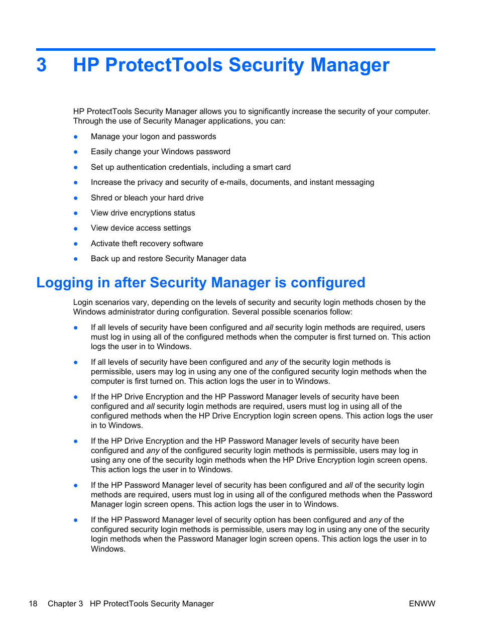 Hp protecttools security manager, Logging in after security manager is configured, 3 hp protecttools security manager | 3hp protecttools security manager | HP HP ProtectTools Security Software, Version 6.0 (User Guide) User Manual | Page 28 / 74
