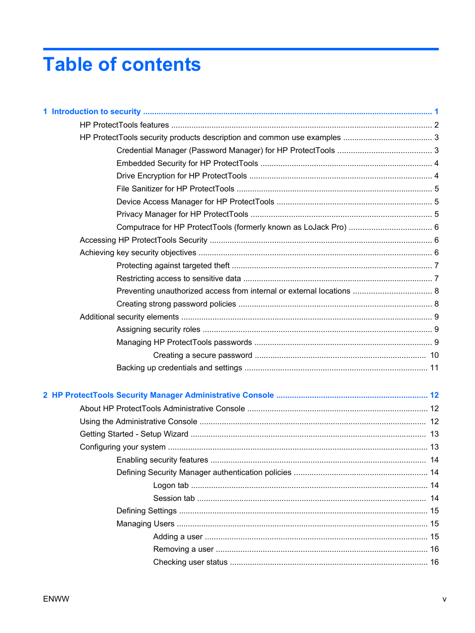 HP HP ProtectTools Security Software, Version 6.0 (User Guide) User Manual | Page 5 / 74