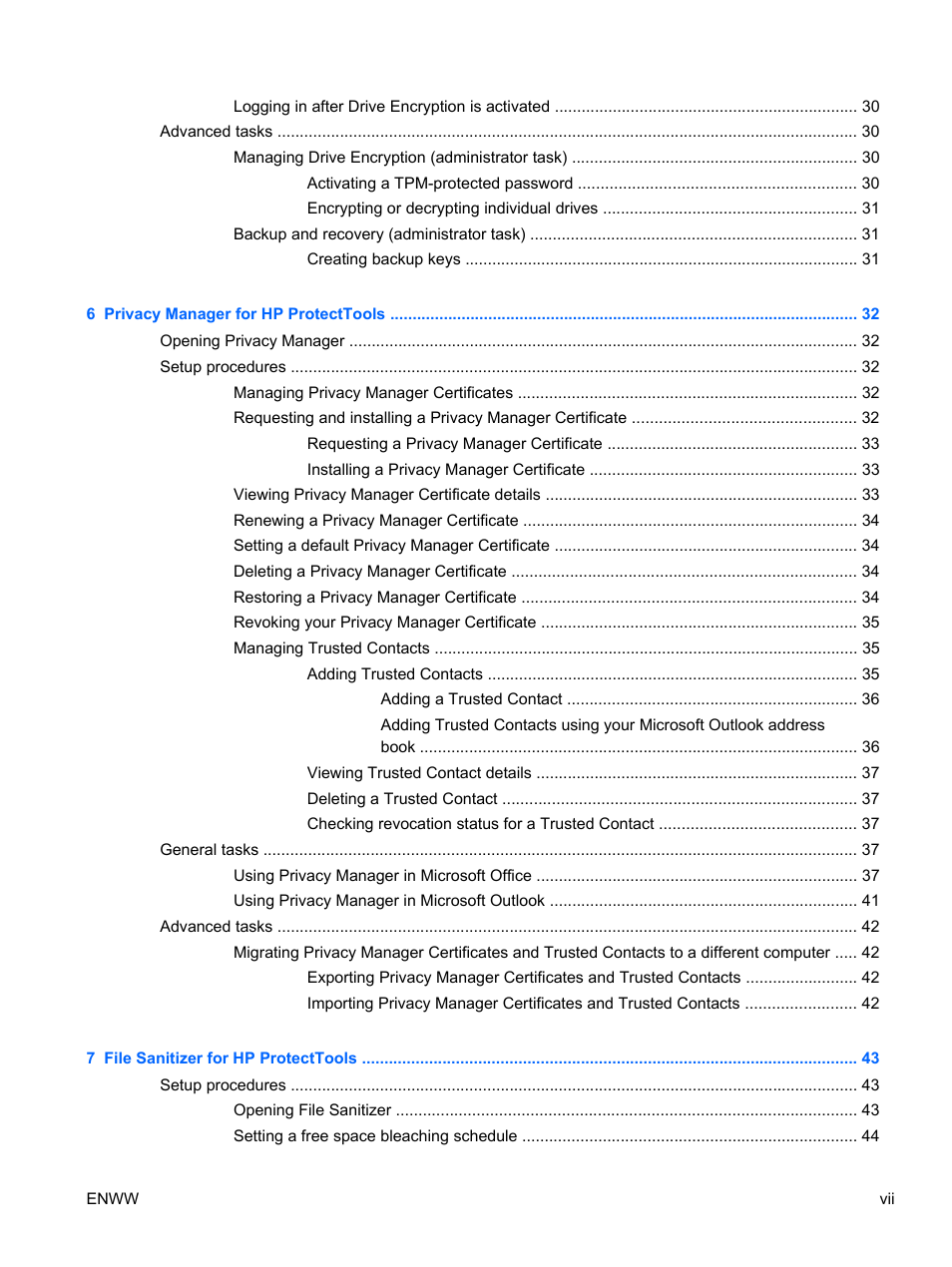 HP HP ProtectTools Security Software, Version 6.0 (User Guide) User Manual | Page 7 / 74