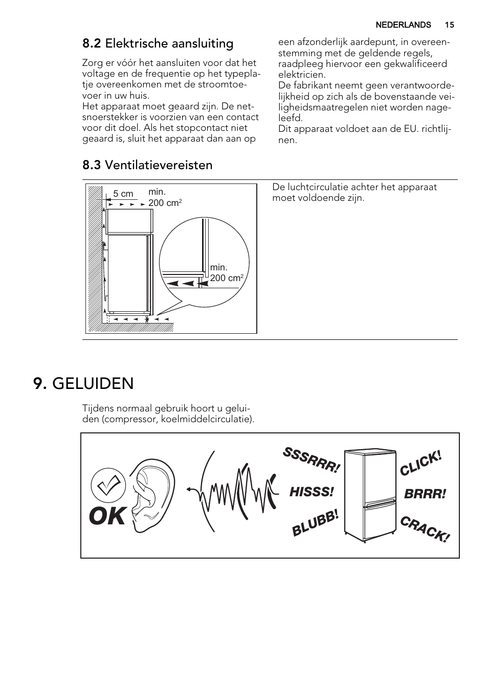 Geluiden, Brrr! hisss! click! blubb! crack! sssrrr | AEG SKS81040F0 User Manual | Page 15 / 68