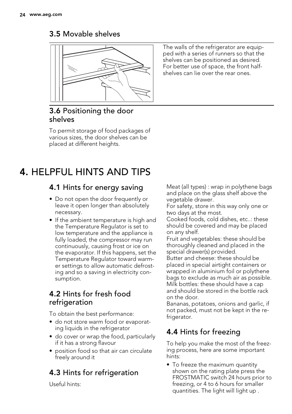 Helpful hints and tips | AEG SKS81040F0 User Manual | Page 24 / 68